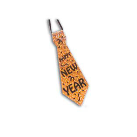 Image CRAVATE "HOLOGRAPHIQUE"  51 CM DORE CARTON (12 UNITÉ) #1