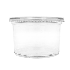 Image POTS TRAITEUR + COUVERCLES 750 ML Ø11,7x10,5 CM TRANSPARENT PET (250 UNITÉ) #1