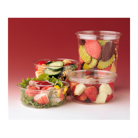 POTS TRAITEUR + COUVERCLES 750 ML Ø11,7x10,5 CM TRANSPARENT PET (250 UNITÉ)