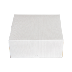 BOÎTES PATISSERIES SANS FENÊTRE 'THEPACK' 250 G/M2 18x18x7,5 CM BLANC CARTON ONDULÉ NANO-MICRO (200 UNITÉ)