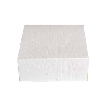BOÎTES PATISSERIES SANS FENÊTRE 'THEPACK' 250 G/M2 18x18x7,5 CM BLANC CARTON ONDULÉ NANO-MICRO (200 UNITÉ)
