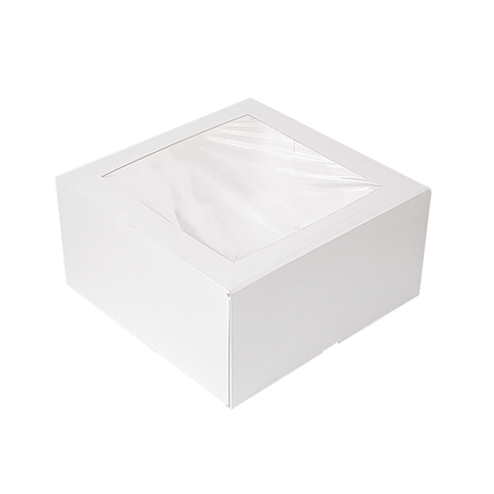 Image BOÎTES PÂTISSERIES AVEC FENÊTRE 'THEPACK' 250 G/M2 + OPP 24x24x12 CM BLANC CARTON ONDULÉ NANO-MICRO (100 UNITÉ) #1
