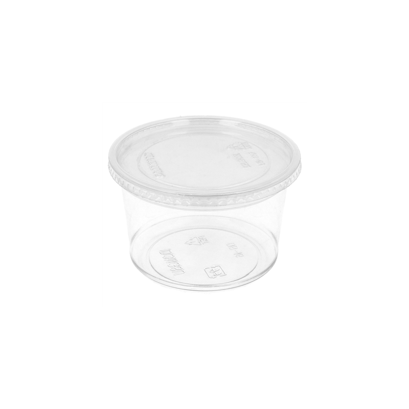 POTS TRAITEUR + COUVERCLES 375 ML Ø11,7x6,1 CM TRANSPARENT PET (250 UNITÉ)