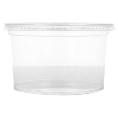 Image POTS TRAITEUR + COUVERCLES 375 ML Ø11,7x6,1 CM TRANSPARENT PET (250 UNITÉ) #3