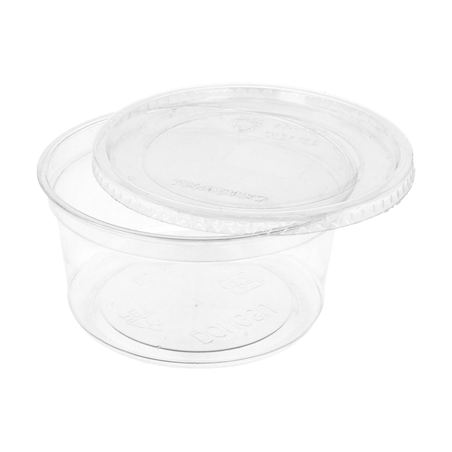 POTS TRAITEUR + COUVERCLES 500 ML Ø11,7x7,5 CM TRANSPARENT PET (250 UNITÉ)