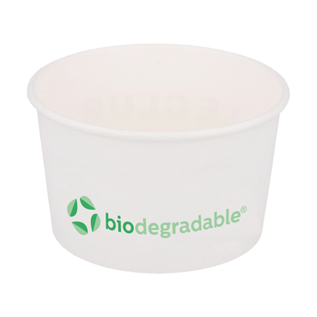 Image POTS À GLACES 'BIODEGRADABLE' 120 ML 210 + 30 PLA G/M2 Ø7,7x4,7 CM BLANC CELLULOSE + PLA (2000 UNITÉ) #1