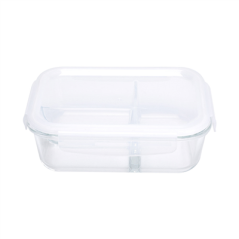 Image RÉCIPIENTS AVEC COUVERCLE 2 COMPARTIMENTS 'WAKI GLASS' 1000 ML 21x15,7x7,2 CM TRANSPARENT VERRE (6 UNITÉ) #1
