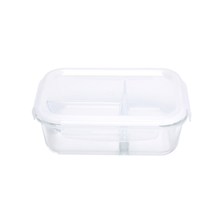 Image RÉCIPIENTS AVEC COUVERCLE 2 COMPARTIMENTS 'WAKI GLASS' 1000 ML 21x15,7x7,2 CM TRANSPARENT VERRE (6 UNITÉ) #1