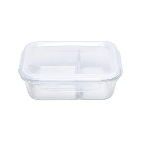Image RÉCIPIENTS AVEC COUVERCLE 2 COMPARTIMENTS 'WAKI GLASS' 1500 ML 23,2x17,5x8 CM TRANSPARENT VERRE (6 UNITÉ) #1