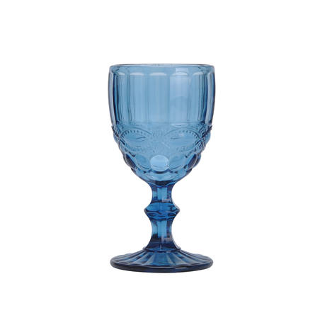 Image VERRES À PIED À VIN VINTAGE 'WAKI GLASS' 260 ML Ø8x15.5 CM BLEU VERRE (6 UNITÉ) #1