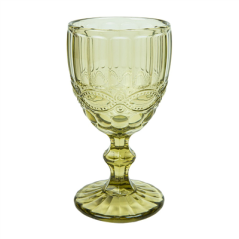 Image VERRES À PIED À VIN VINTAGE 'WAKI GLASS' 260 ML Ø8x15.5 CM VERT VERRE (6 UNITÉ) #1