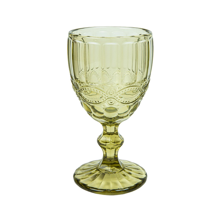 Image VERRES À PIED À VIN VINTAGE 'WAKI GLASS' 260 ML Ø8x15.5 CM VERT VERRE (6 UNITÉ) #1