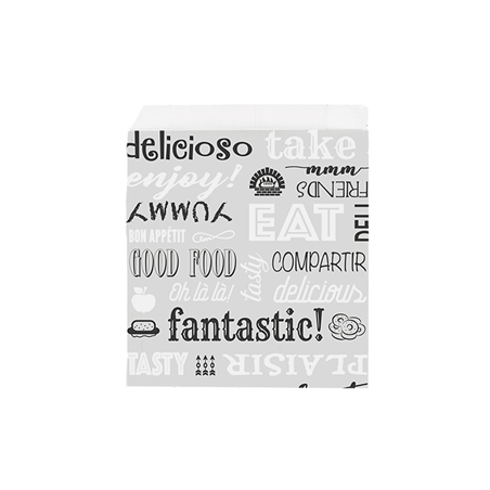 Image PAPIER INGRAISSABLE OUVERT 2 CÔTÉS FAST FOOD 'PAROLE' 35+20 G/M2 16x16,5 CM ARGENTE PARCHEMIN + ALUMINIUM (500 UNITÉ) #1