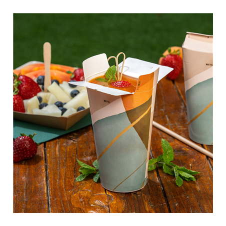 GOBELETS "PUSH PACK" COMPOSTABLE 480 ML 310 G/M2 8,5x14 CM BLANC CARTON (1000 UNITÉ)