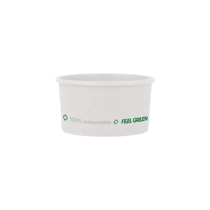 POTS À GLACES 'COMPOSTABLE' 300 ML 250 G/M2 Ø10x5,5 CM BLANC CARTON (2000 UNITÉ)
