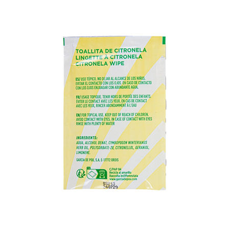 LINGETTES CITRONNELLE  50 G/M2 6,8x10 CM BLANC CELLULOSE (300 UNITÉ)