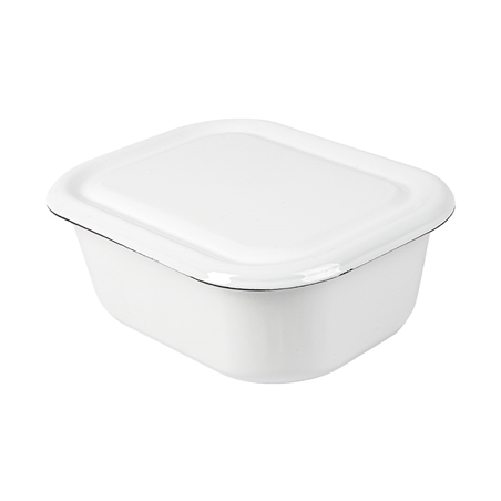 RÉCIPIENTS AVEC COUVERCLE 'ENAMELWARE' 2100 ML 23,5x19x9 CM BLANC ACIER ÉMAILLÉ (3 UNITÉ)