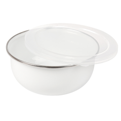 BOLS AVEC COUVERCLE 'ENAMELWARE' 700 ML Ø 14x6,1 CM BLANC ACIER ÉMAILLÉ (6 UNITÉ)