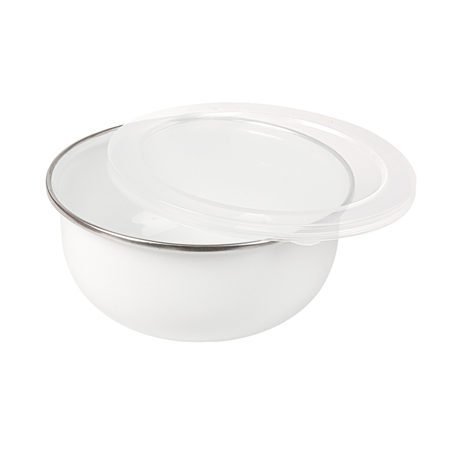 BOLS AVEC COUVERCLE 'ENAMELWARE' 700 ML Ø 14x6,1 CM BLANC ACIER ÉMAILLÉ (6 UNITÉ)