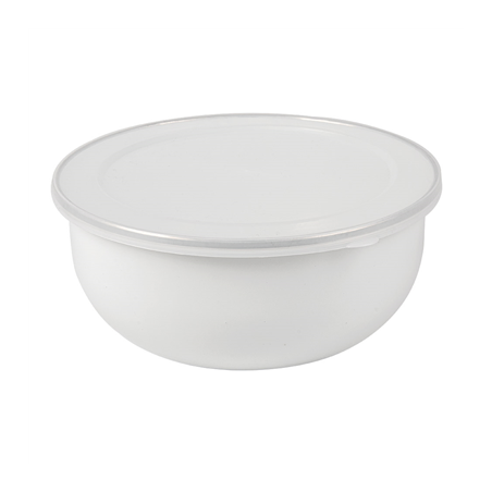Image BOLS AVEC COUVERCLE 'ENAMELWARE' 1000 ML Ø 18x7,3 CM BLANC ACIER ÉMAILLÉ (6 UNITÉ) #1