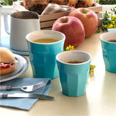 GOBELETS EMPILABLES 'ASAMI WARE' 295 ML Ø 8,8x9 CM BLEU CIEL MÉLAMINE (10 UNITÉ)