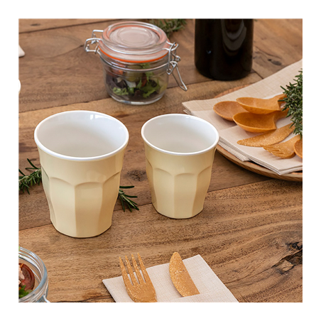 GOBELETS EMPILABLES 'ASAMI WARE' 295 ML Ø 8,8x9 CM CREME MÉLAMINE (10 UNITÉ)