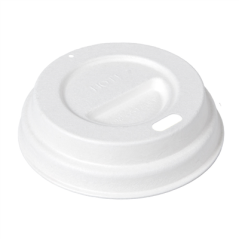 Image COUVERCLES POUR GOBELETS À CAFÉ 120 ML 'BIONIC'  Ø 6,2 CM BLANC BAGASSE (2000 UNITÉ) #1