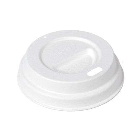 Image COUVERCLES POUR GOBELETS À CAFÉ 120 ML 'BIONIC'  Ø 6,2 CM BLANC BAGASSE (2000 UNITÉ) #1