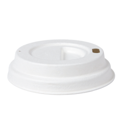 Image COUVERCLES POUR GOBELETS À CAFÉ 120 ML 'BIONIC'  Ø 6,2 CM BLANC BAGASSE (2000 UNITÉ) #3