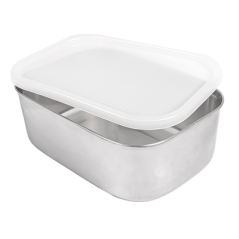 RÉCIPIENT AVEC COUVERCLE 'ARTINOX' 1300 ML 18x13x6 CM ARGENTE INOX + LDPE (12 UNITÉ)