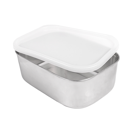 RÉCIPIENT AVEC COUVERCLE 'ARTINOX' 1300 ML 18x13x6 CM ARGENTE INOX + LDPE (12 UNITÉ)