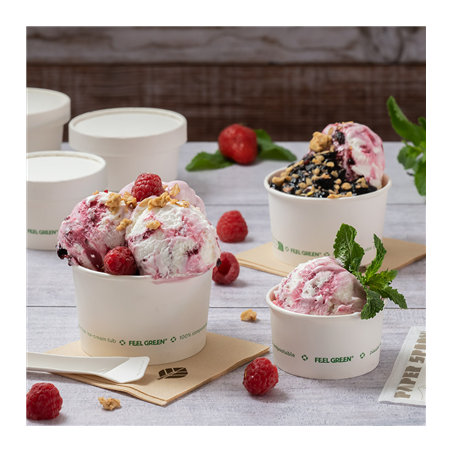 POTS À GLACES 'COMPOSTABLE' 180 ML 240 G/M2 Ø8,7x5,2 CM BLANC CARTON (2000 UNITÉ)