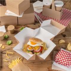 Image BOÎTES HAMBURGER 'THEPACK' 240 G/M2 15,5x15,5x11,5 CM (XXL) NATUREL CARTON ONDULÉ NANO-MICRO (300 UNITÉ) #6