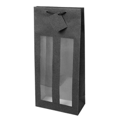 Image 10 U. SACS PORTE-BOUTEILLES AVEC FENÊTRE 350 G/M2 18+8,8x38 CM NOIR KRAFT (1 UNITÉ) #1