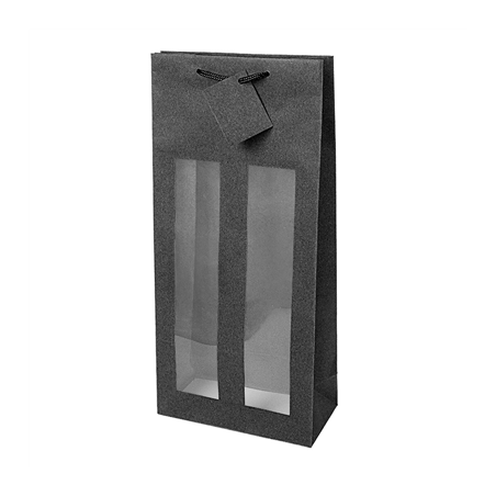 Image 10 U. SACS PORTE-BOUTEILLES AVEC FENÊTRE  350 G/M2 18+8,8x38 CM NOIR KRAFT (1 UNITÉ) #1