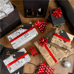 PAPIER CADEAUX 'TIMES' 60 G/M2 0,7x100 M BLANC KRAFT VERGÉ (1 UNITÉ)