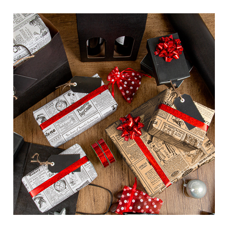 PAPIER CADEAUX 'TIMES' 60 G/M2 0,7x100 M BLANC KRAFT VERGÉ (1 UNITÉ)