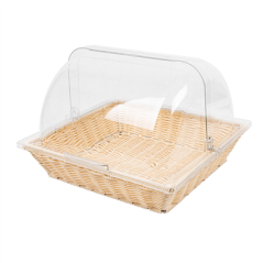 Image CORBEILLE SIMILAIRE OSIER AVEC COUPOLE  36x33,5x26 CM BEIGE PP (1 UNITÉ) #1