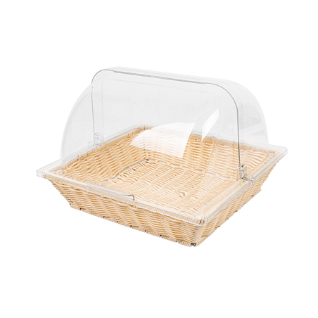 Image CORBEILLE SIMILAIRE OSIER AVEC COUPOLE  36x33,5x26 CM BEIGE PP (1 UNITÉ) #1