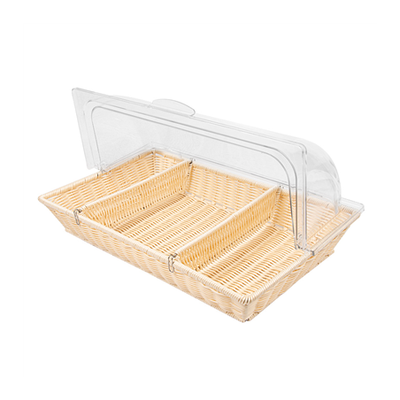 CORBEILLE SIMILAIRE OSIER AVEC COUPOLE GN 1/1  53,5x33,5x28 CM BEIGE PP (1 UNITÉ)