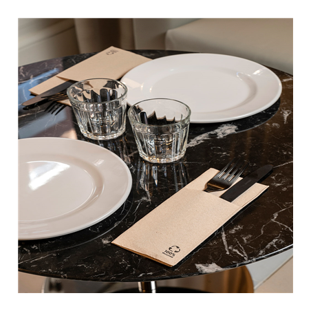 SERVIETTES KANGOUROU 'ECOLABEL - DOUBLE POINT' 19 G/M2 33x40 CM NATUREL OUATE RECYCLÉE (1400 UNITÉ)