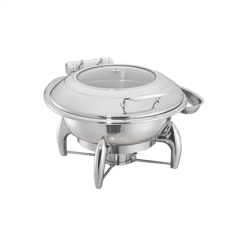 Image CHAFING DISH ROND AVEC FENÊTRE 6 L Ø 52x45,5x34 CM ARGENTE INOX + CRISTAL (1 UNITÉ) #1