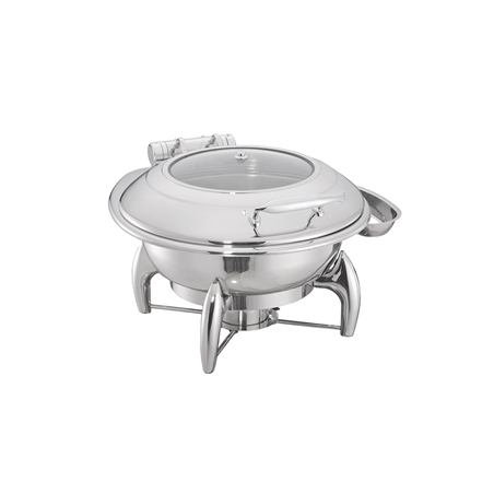 Image CHAFING DISH ROND AVEC FENÊTRE 6 L Ø 52x45,5x34 CM ARGENTE INOX + CRISTAL (1 UNITÉ) #1