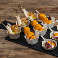 Image RÉCIPIENTS HEXAGONALES 'BIONIC'  5,5x3 CM BLANC BAGASSE (1000 UNITÉ) #4