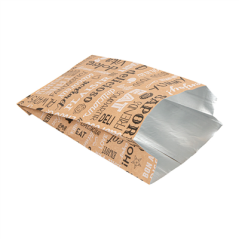 Image SACHETS INGRAISSABLES POUR BURGER 'PAROLE' 40+20 G/M2 14+7x22 CM MARRON KRAFT + ALUMINIUM (500 UNITÉ) #3
