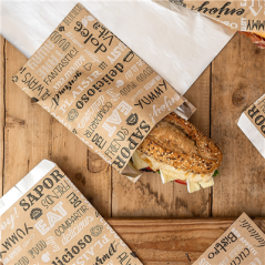 Image SACHETS INGRAISSABLES POUR BURGER 'PAROLE' 40+20 G/M2 14+7x22 CM MARRON KRAFT + ALUMINIUM (500 UNITÉ) #4