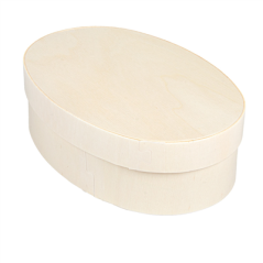 Image MINI BOÎTE OVALE AVEC COUVERCLE  16x10,5x5 CM NATUREL BOIS (20 UNITÉ) #1
