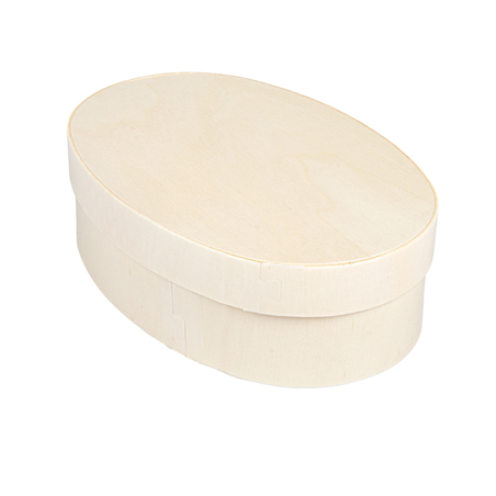 Image MINI BOÎTE OVALE AVEC COUVERCLE  16x10,5x5 CM NATUREL BOIS (20 UNITÉ) #1