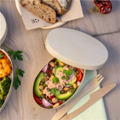 Image MINI BOÎTE OVALE AVEC COUVERCLE  16x10,5x5 CM NATUREL BOIS (20 UNITÉ) #6