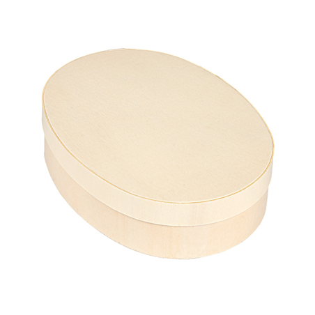 Image MINI BOÎTE OVALE AVEC COUVERCLE  19,5x14,5x5 CM NATUREL BOIS (20 UNITÉ) #1